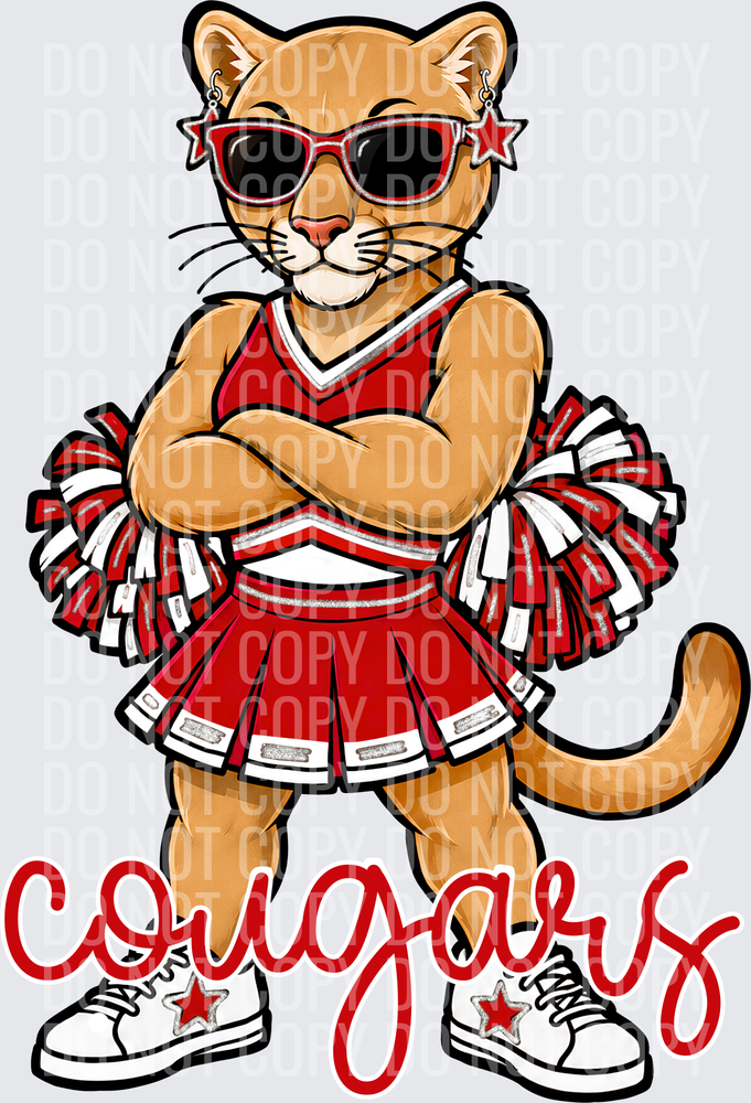 Cougars Cheer Red White