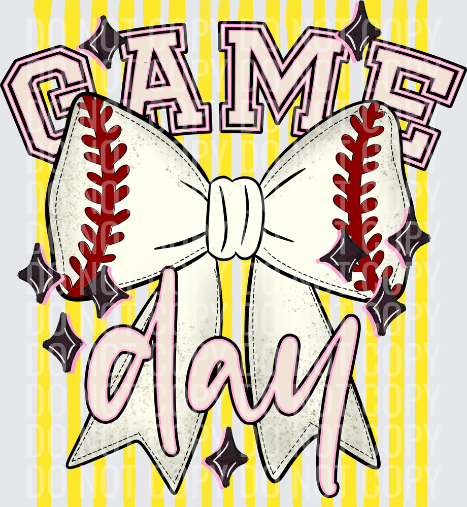 KayndiDesigns 05.26 Game Day Baseball Bow Gold