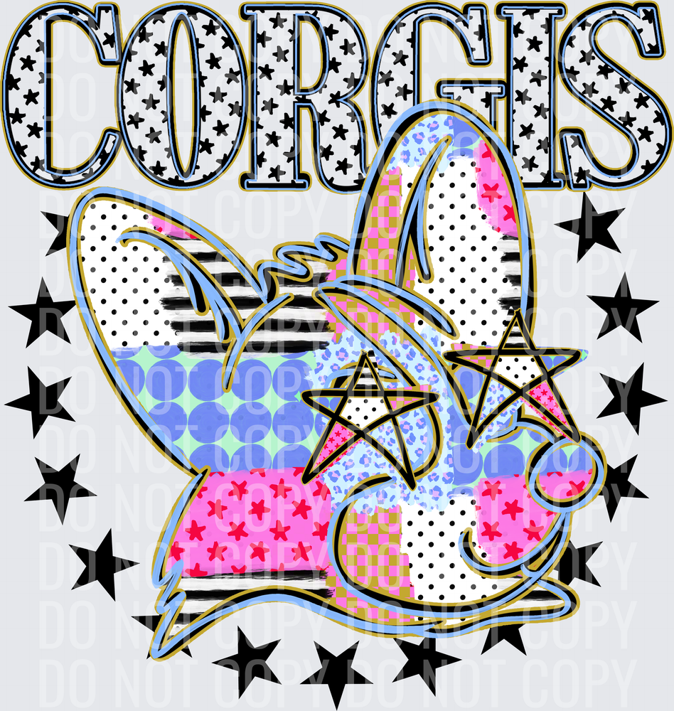 KayndiDesigns 09.26 Patchwork Varisty Stars Corgis