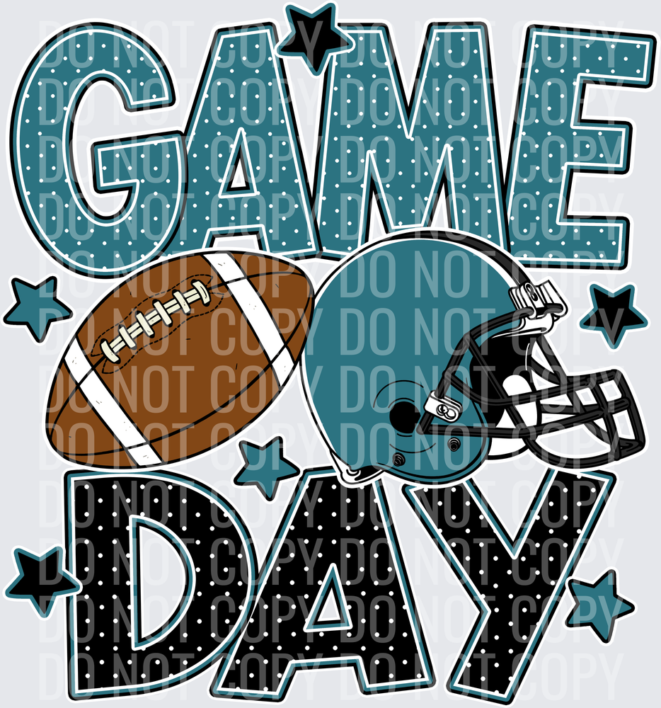 Teal Black Game Day Football