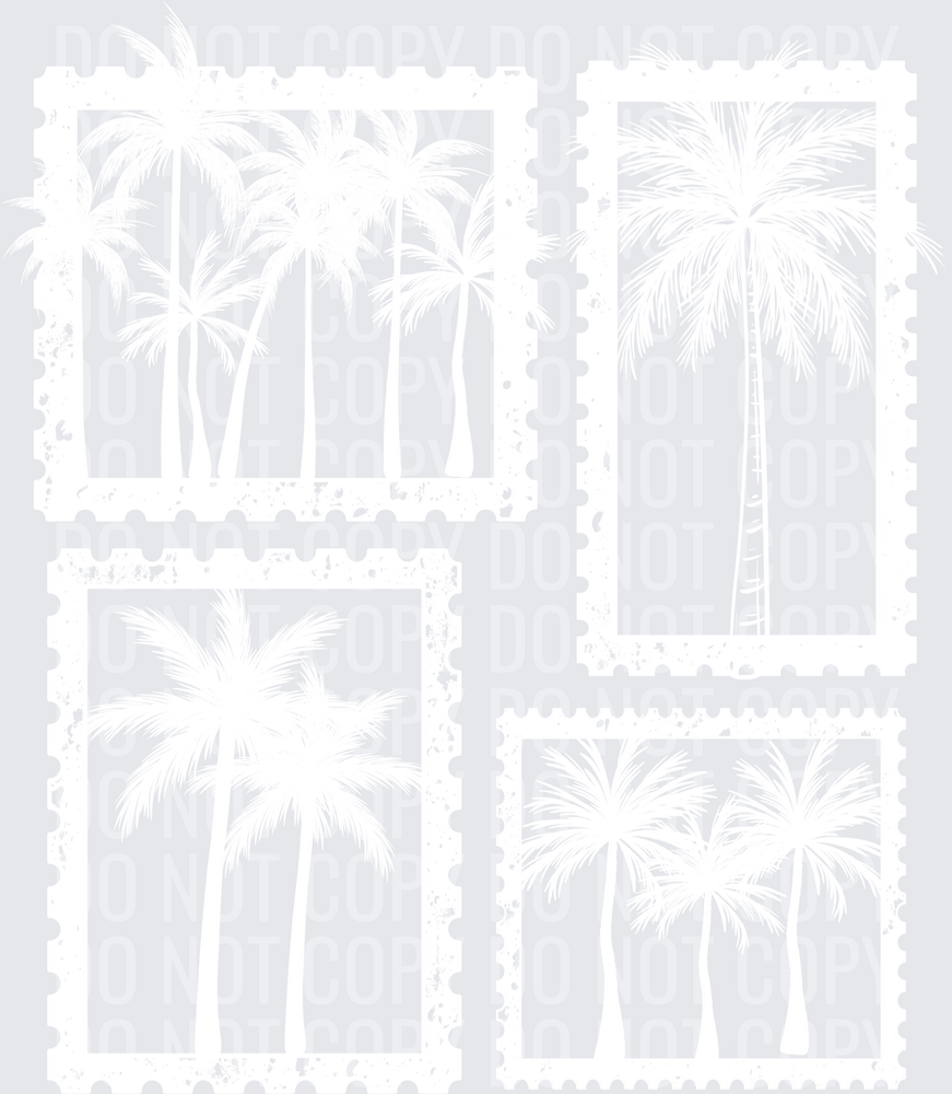 Palm tree stamps white