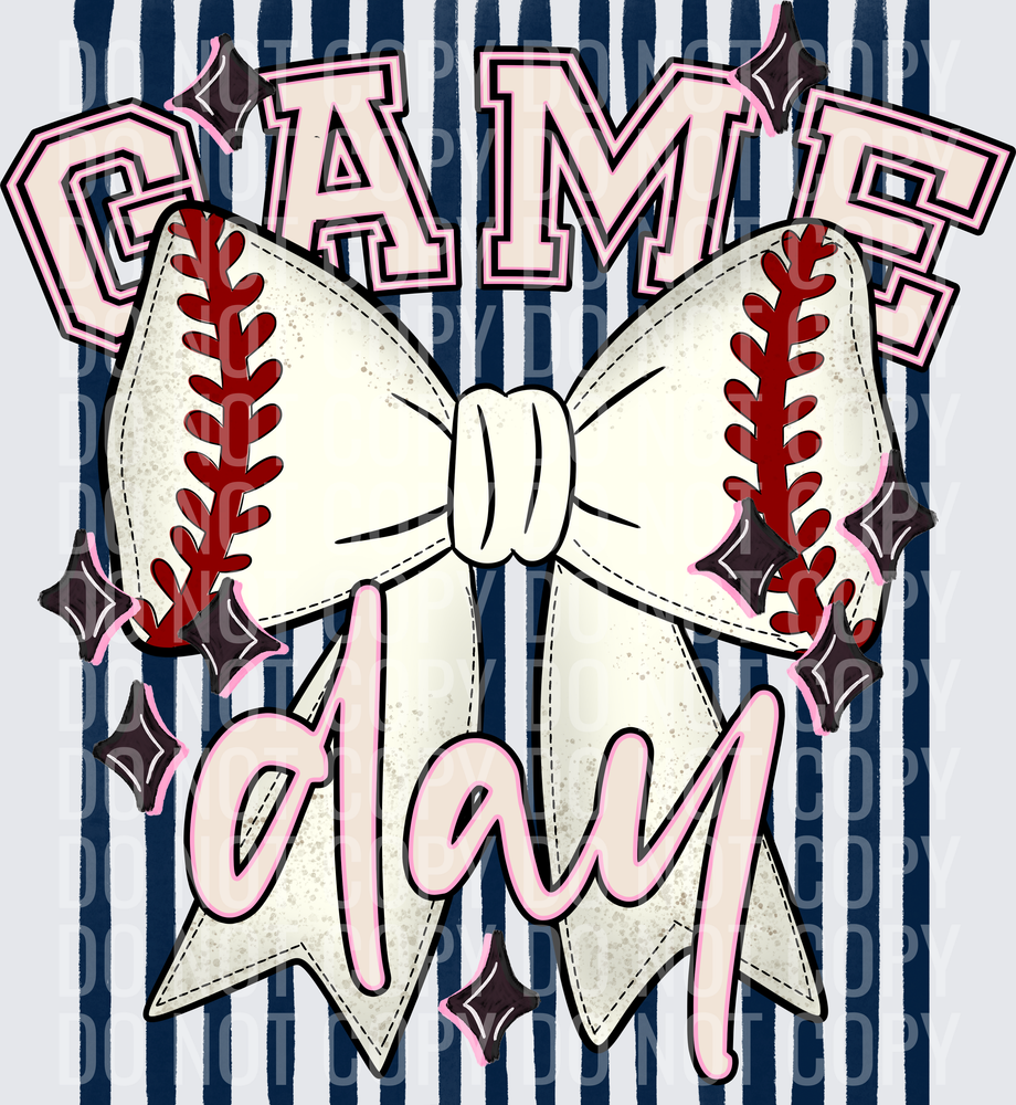 KayndiDesigns 05.26 Game Day Baseball Bow Navy