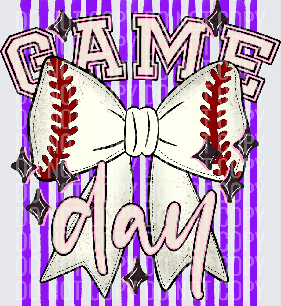 KayndiDesigns 05.26 Game Day Baseball Bow Purple