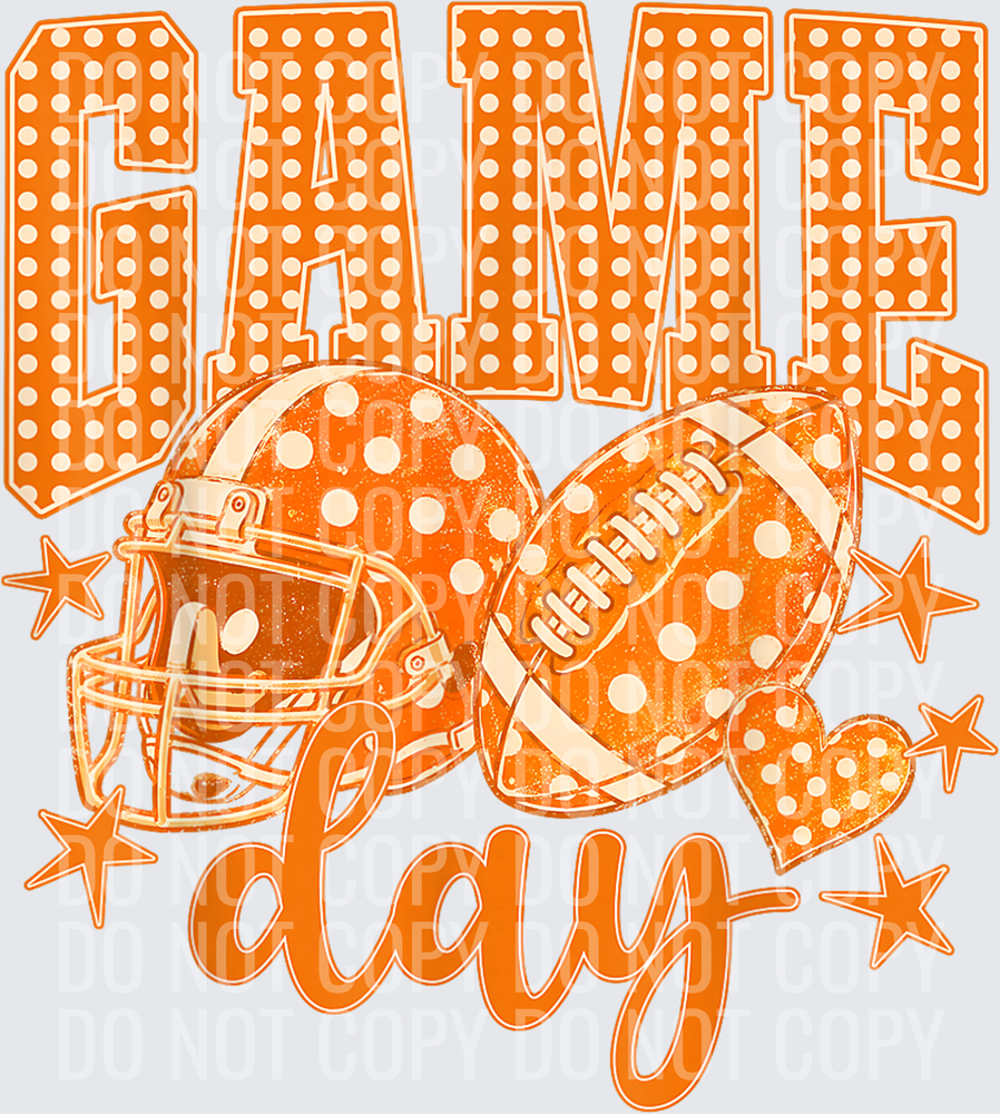 Orange Football Game Day Polka Dot Touchdown Season T-Shirt