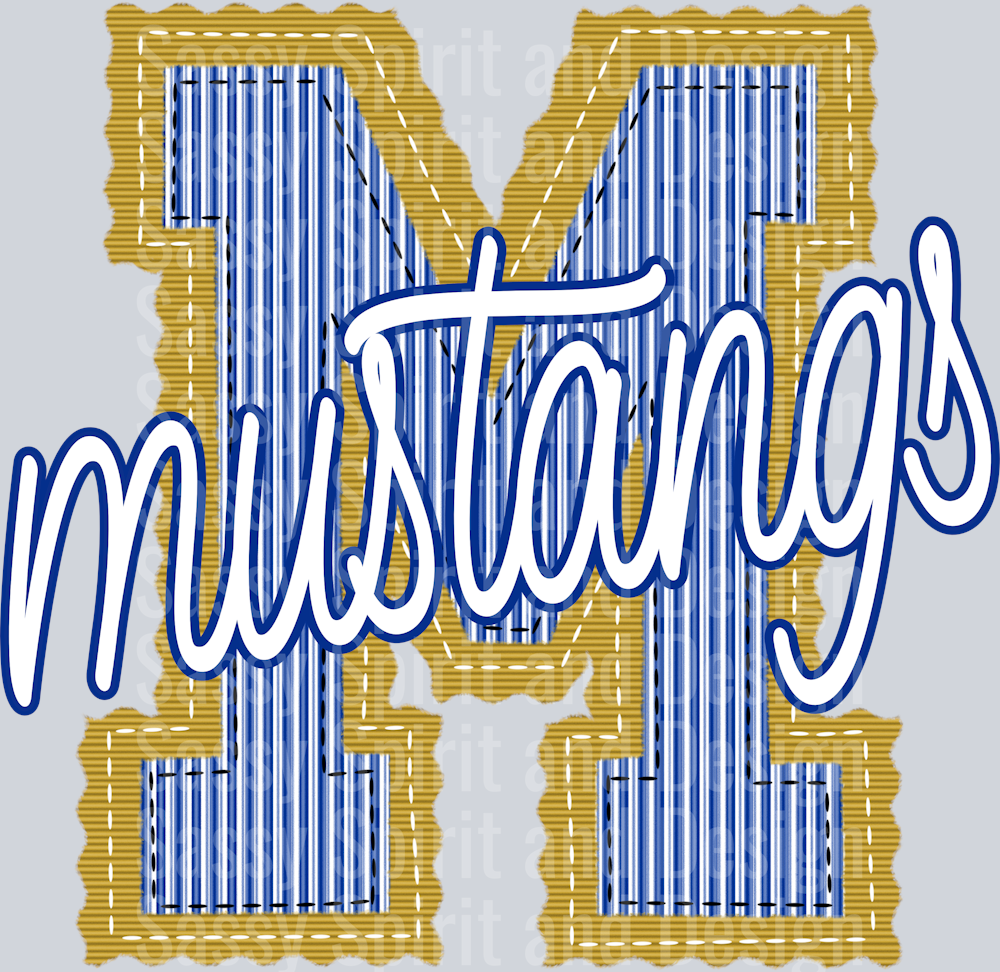 M MUSTANGS BLUE GOLD SEERSUCKER