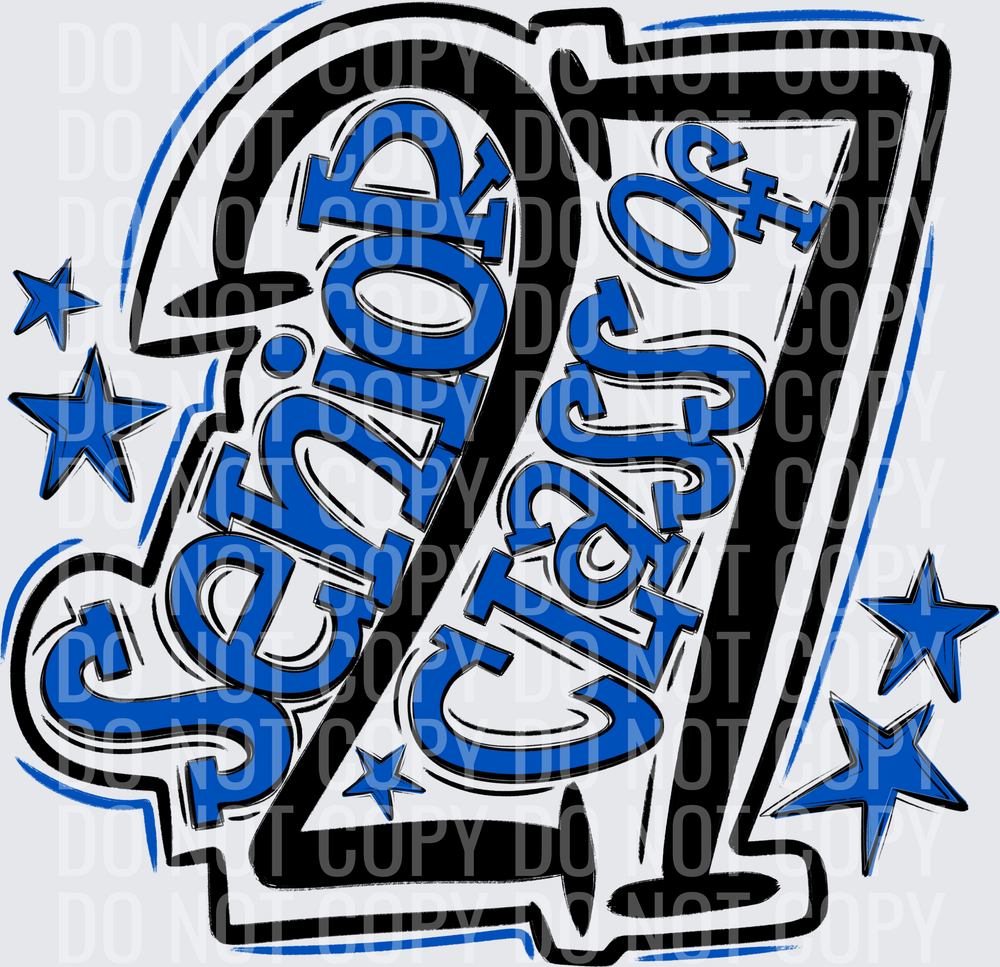 Senior Class Of 27 Black Royal Blue