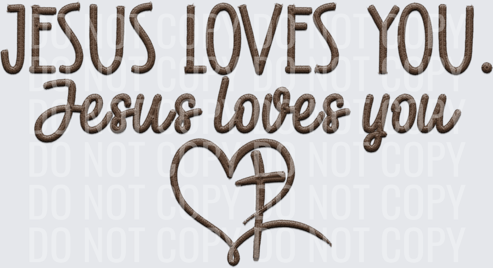 jesus loves you brown faux emb