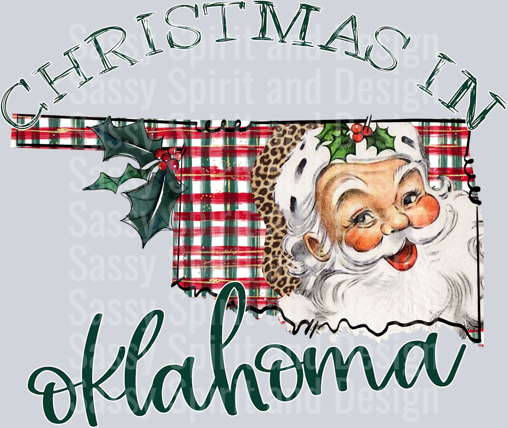 Christmas in State Santa State Set OKLAHOMA