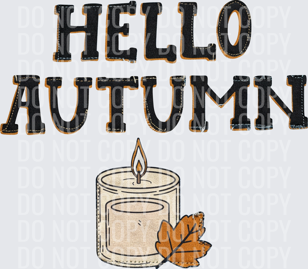 hello autumn candle faux emb hwds