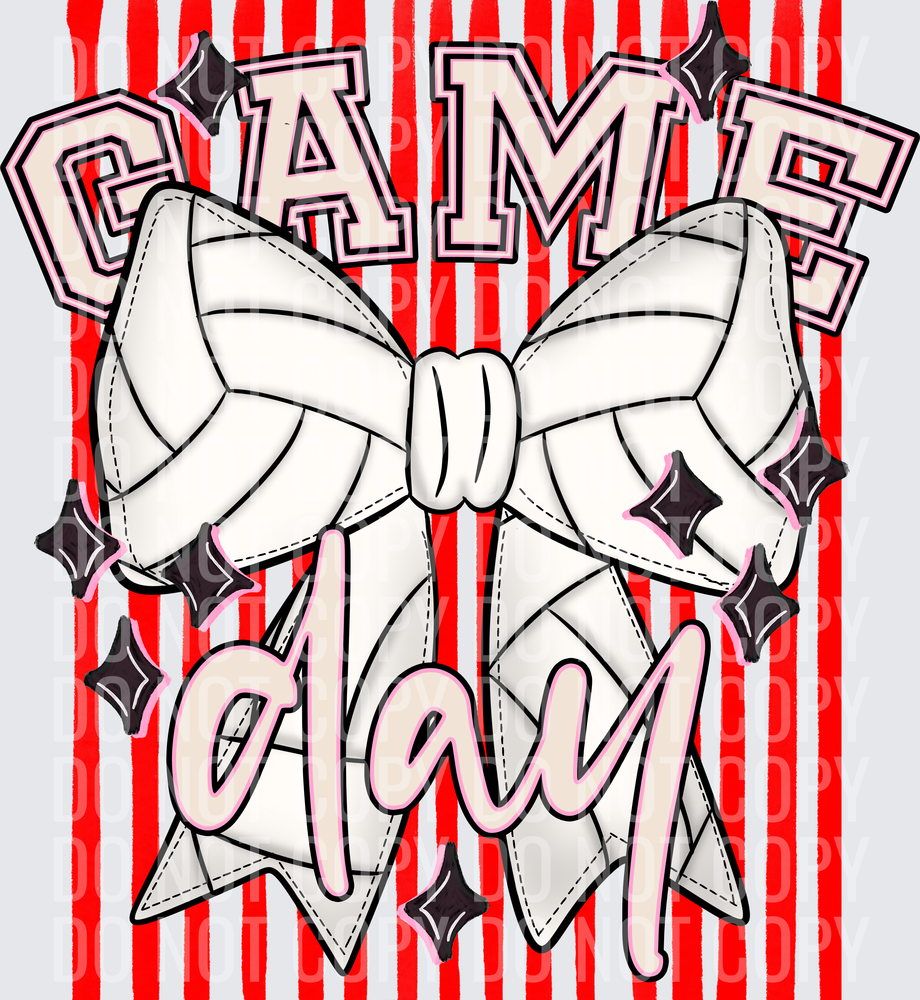 KayndiDesigns 05.26 Game Day Volleyball Bow Red