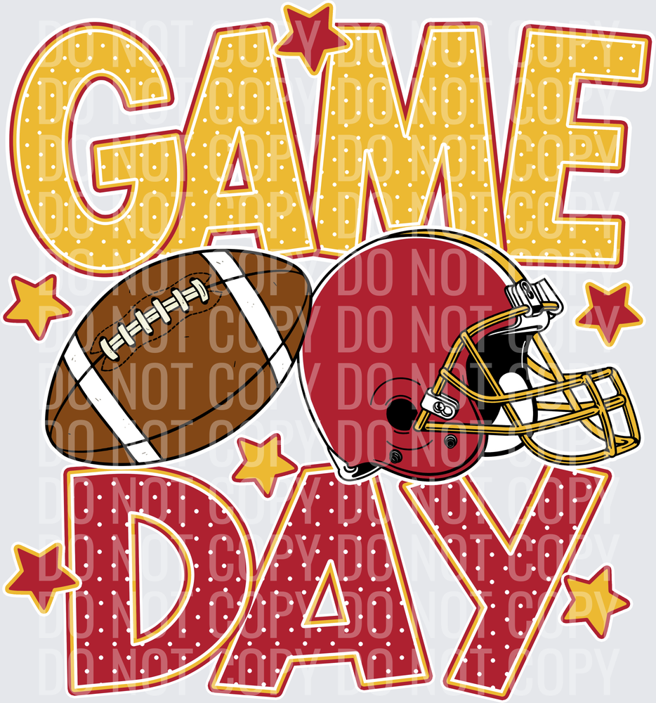 Red Gold Game Day Football