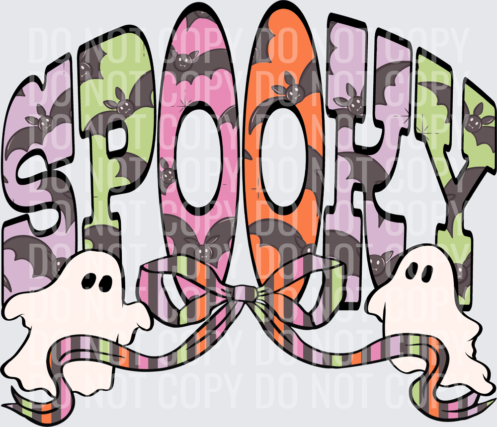 Spooky with bow and ghosts