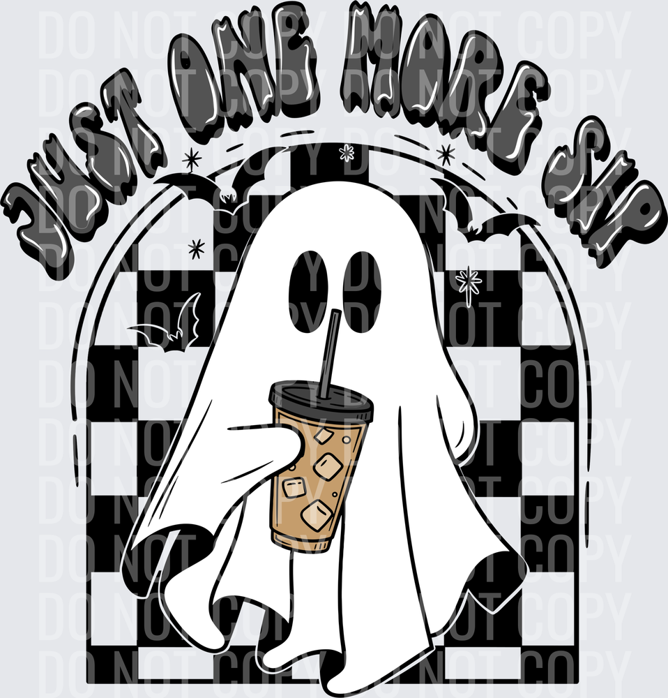 Just one more sip iced coffee checkered