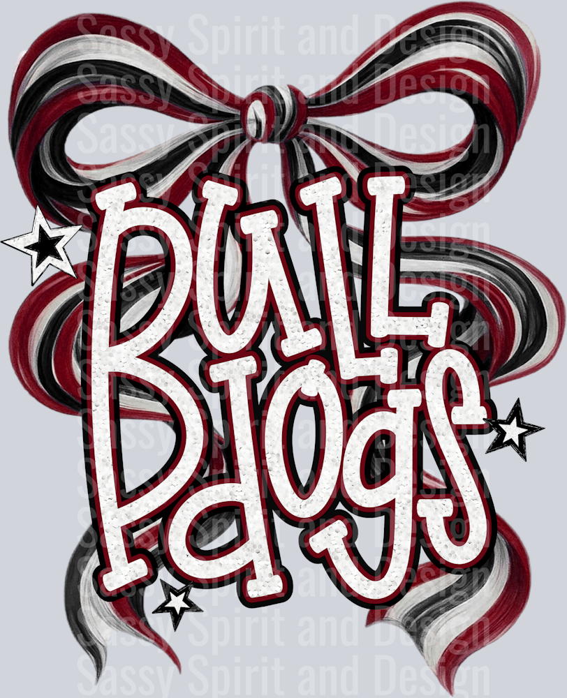 BULLDOGS MAROON BOW GLITTER