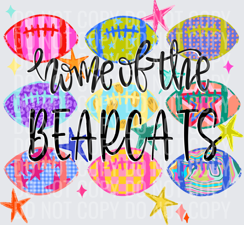 BEARCATS Neon Football Collage