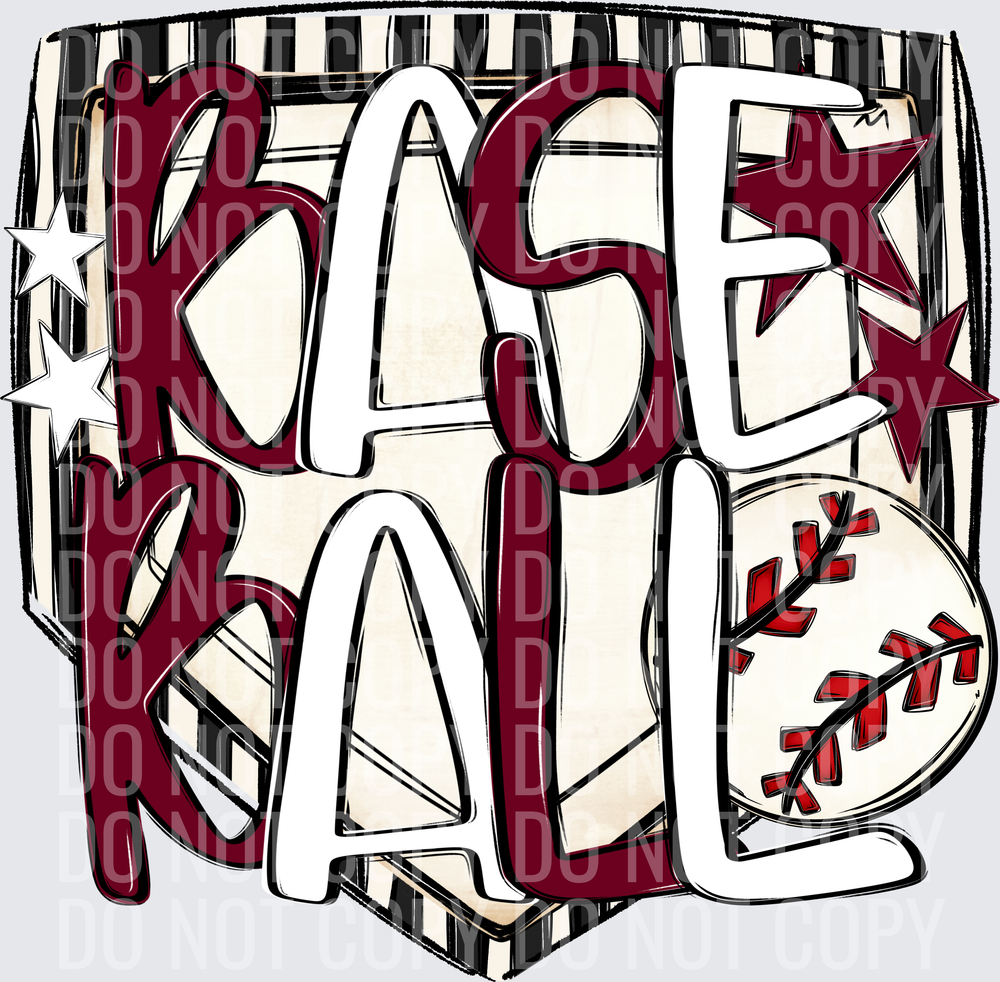 Baseball Base Maroon White