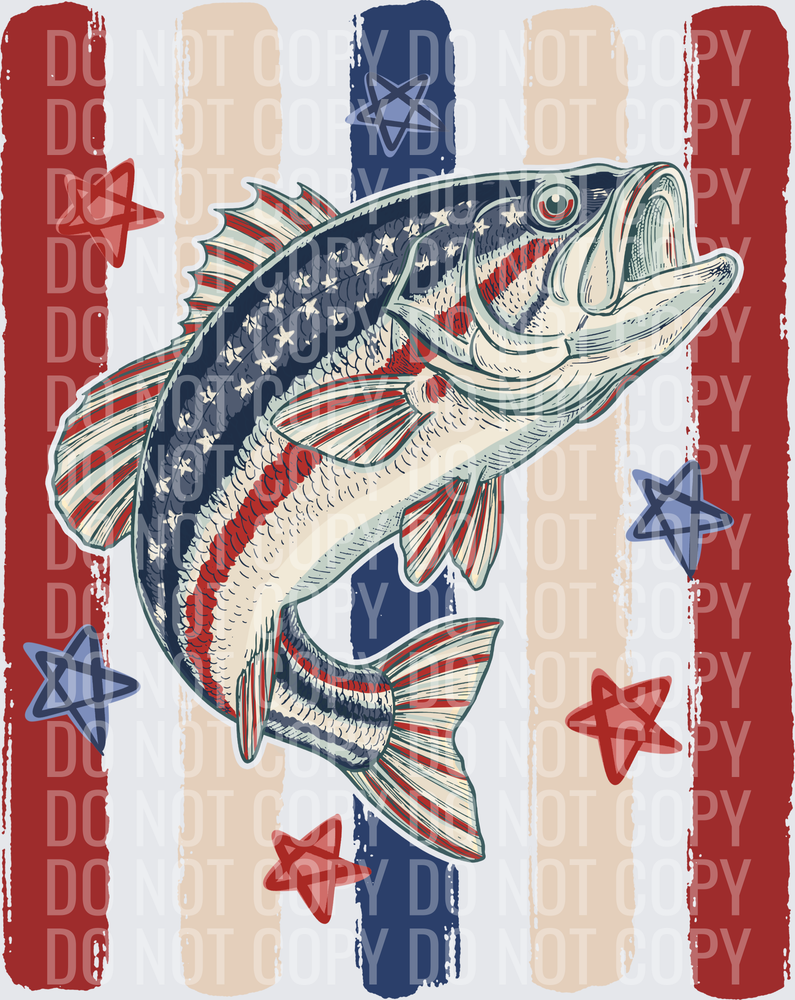 Patriotic Striped Bass Fish BACK