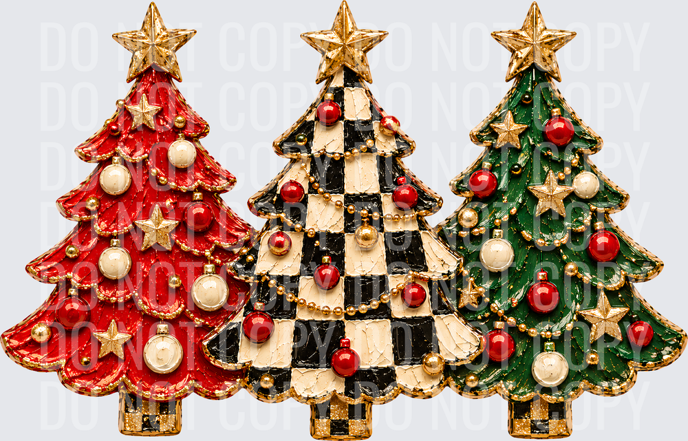 CHRISTMAS TREES FAUX PAINTED