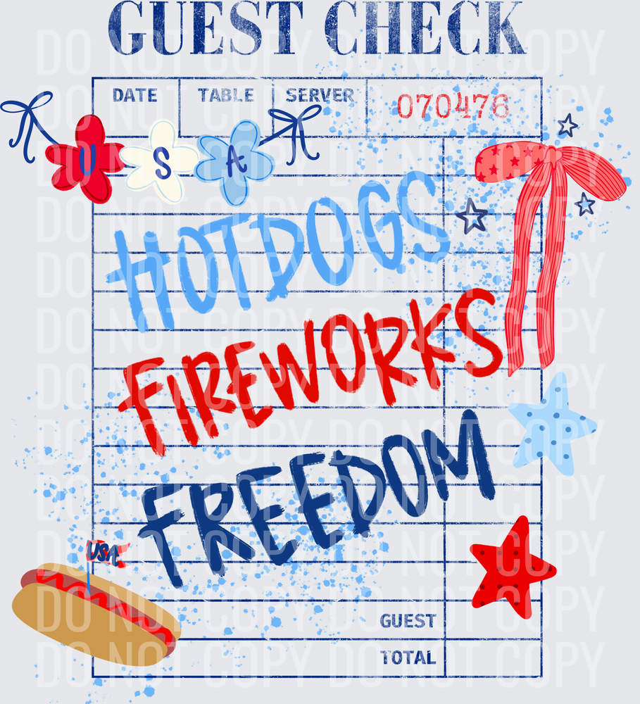 Guest check freebie
