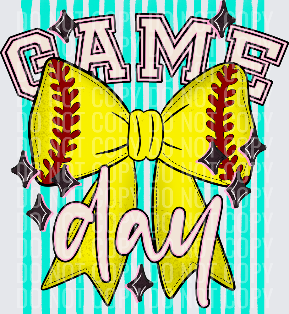 KayndiDesigns 05.26 Game Day Softball Bow Teal
