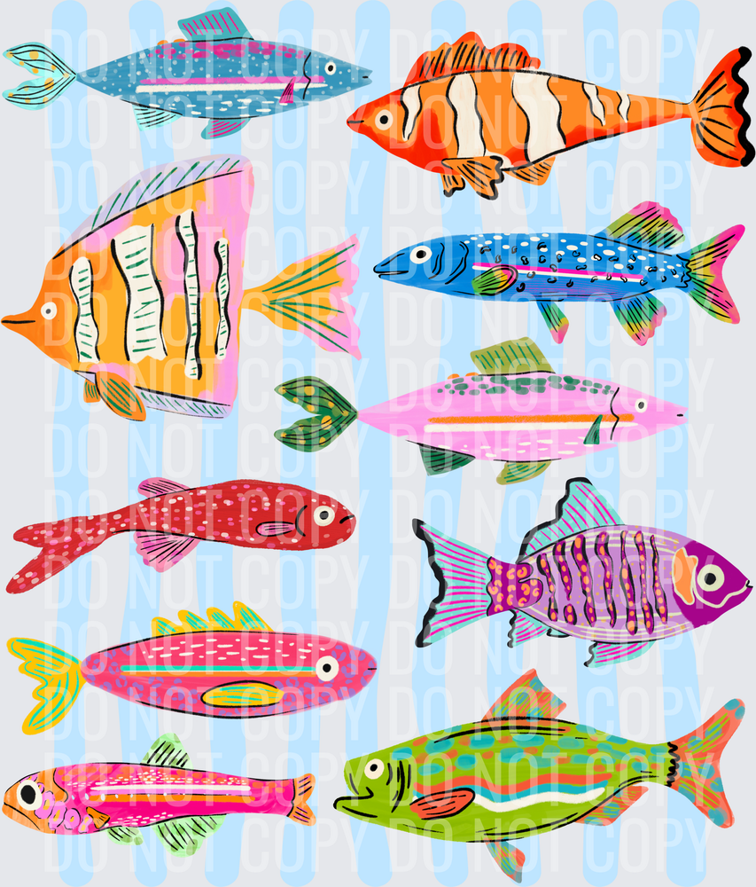 Fish collage with background