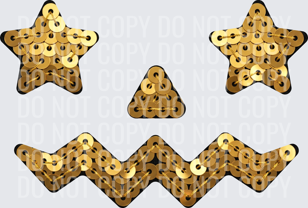 star eye jackolantern faux gold sequins hwds