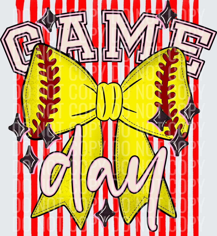 KayndiDesigns 05.26 Game Day Softball Bow Red