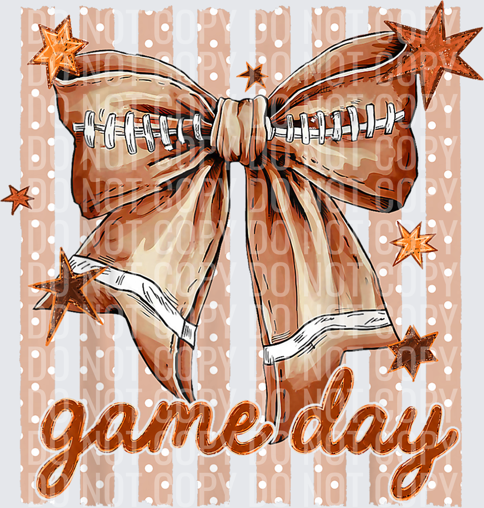 Stripes Polka Dot Bow Football Game Day Football Season T-Shirt