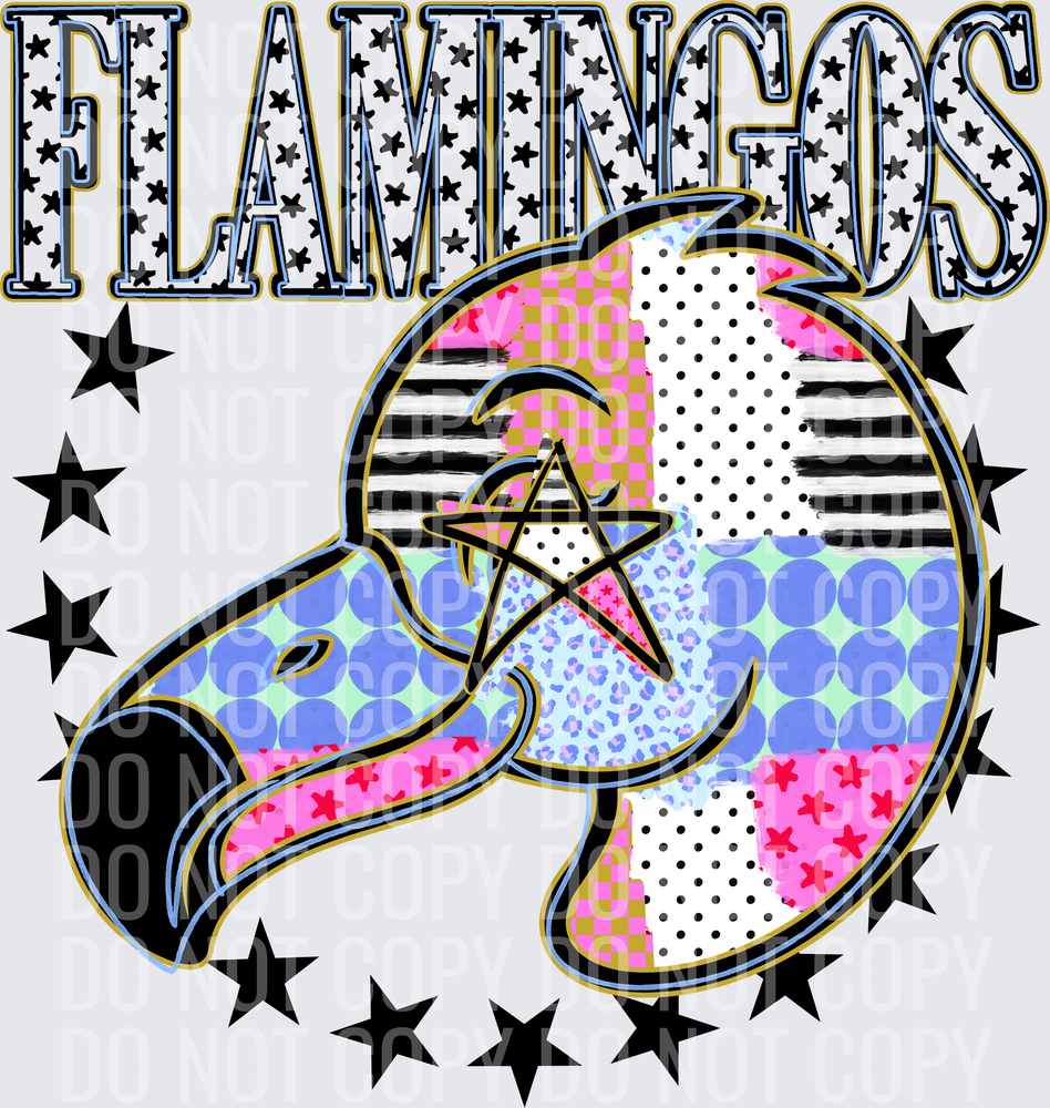 KayndiDesigns 09.26 Patchwork Varisty Stars Flamingos