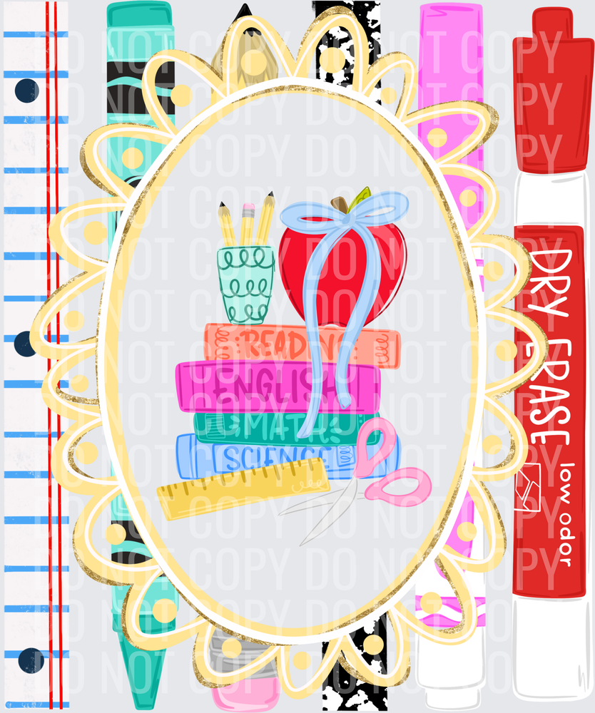 school books frame