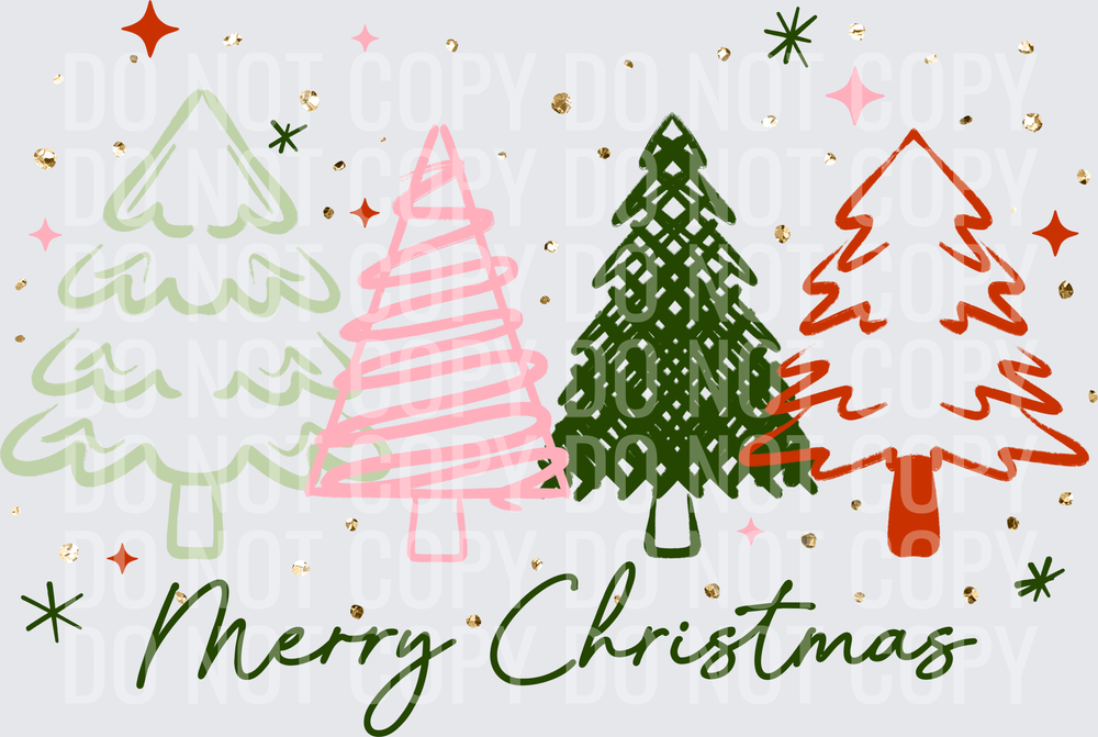 Merry Christmas Trees Green