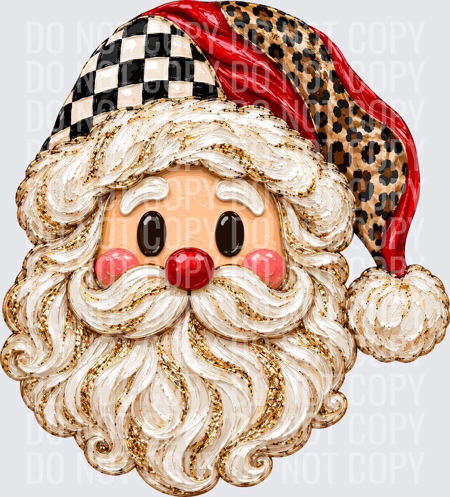 SANTA FAUX PAINTED LEOPARD HAT