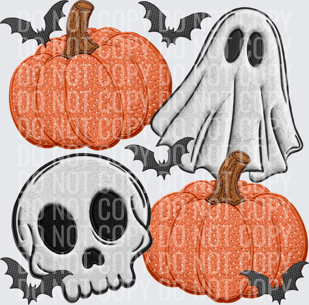 Faux embroidered Halloween collage
