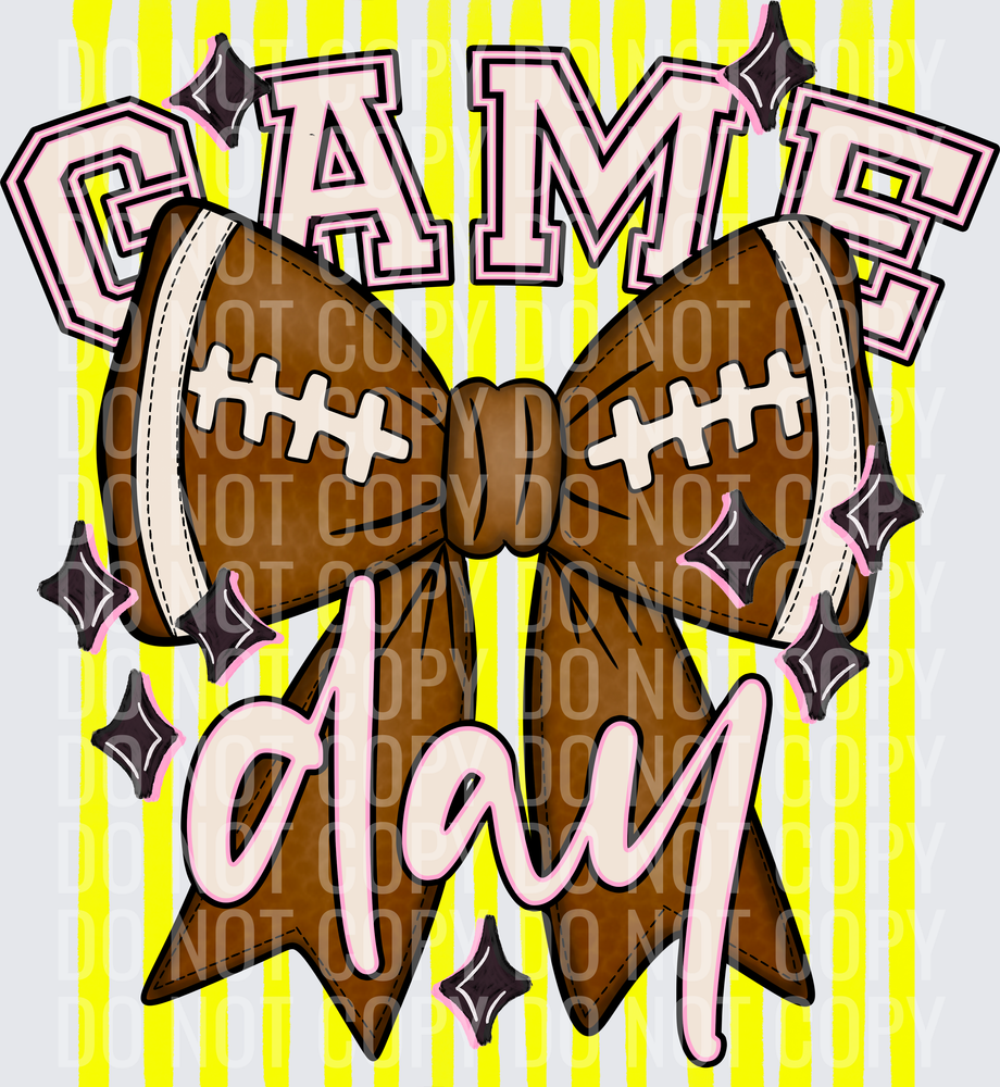 KayndiDesigns 05.26 Game Day Football Bow Yellow