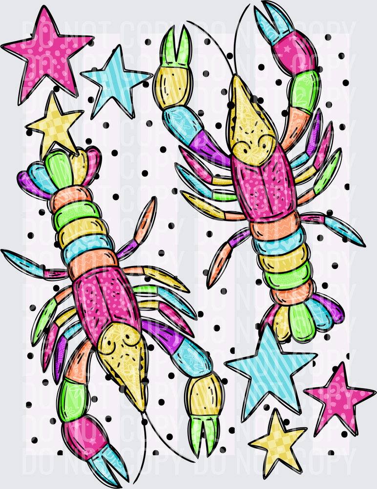 Colorful crawfish with stripes