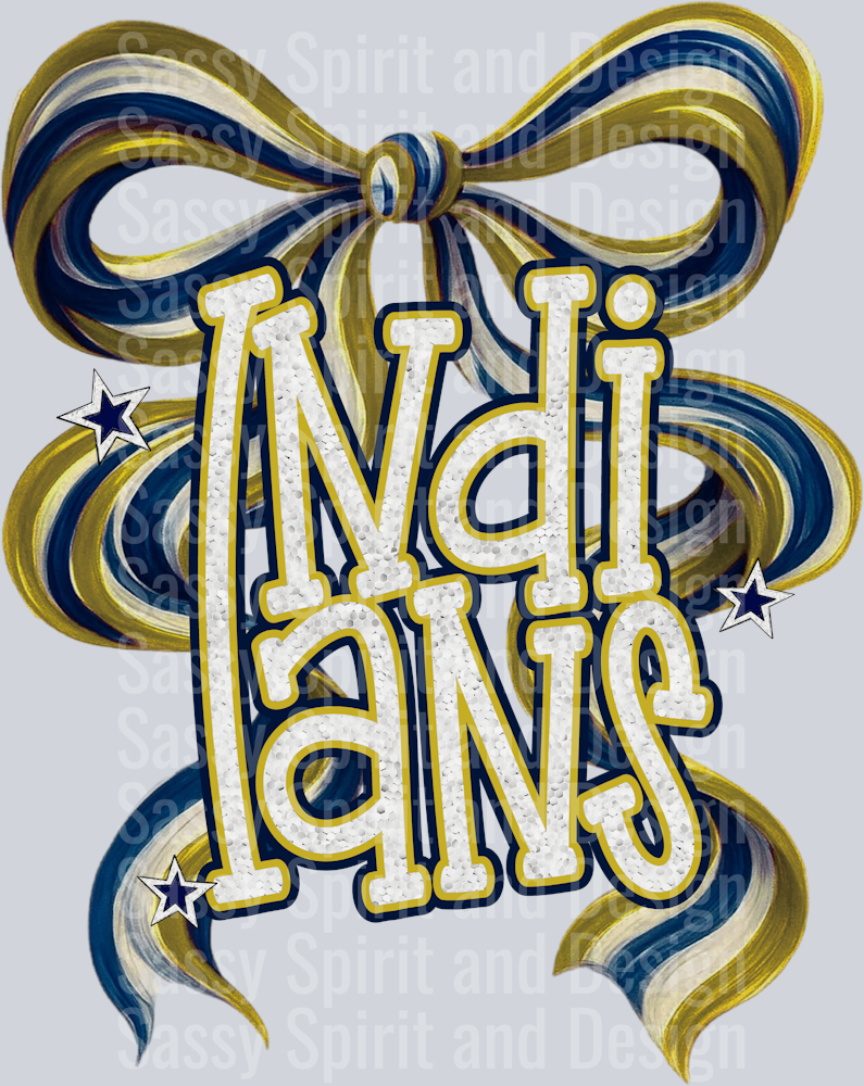 INDIANS ROYAL GOLD GLITTER BOW