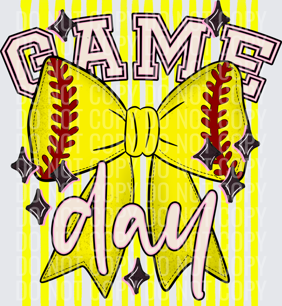 KayndiDesigns 05.26 Game Day Softball Bow Yellow