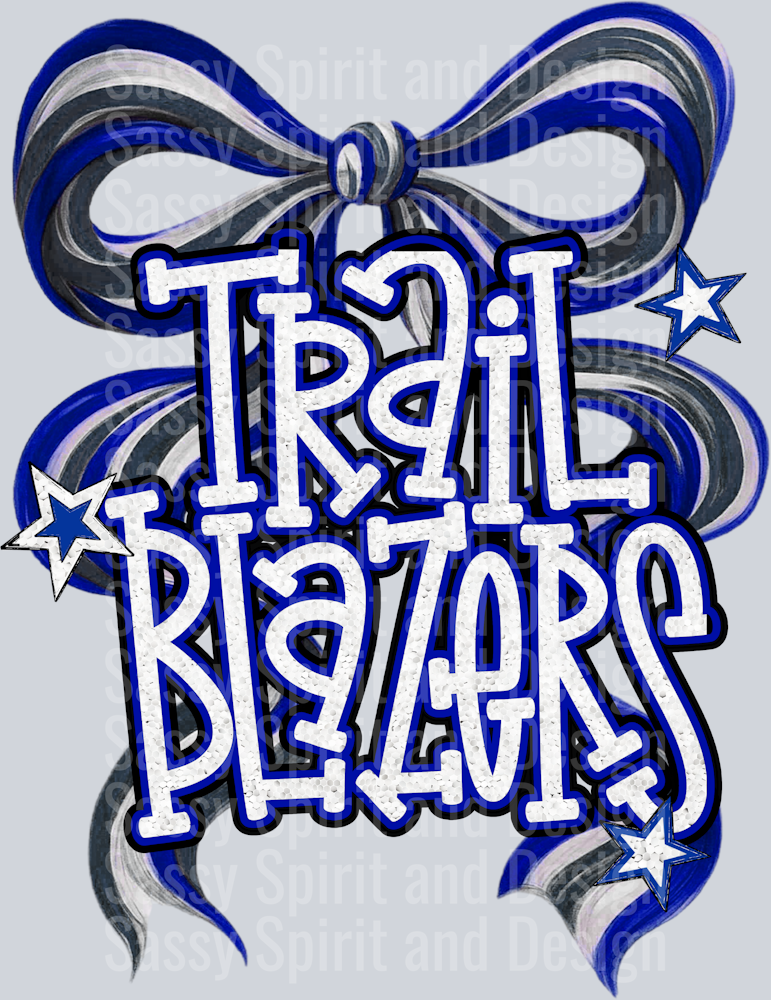 TRAILBLAZERS BLUE WHITE GLITTER BOW