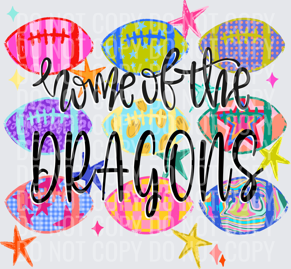 DRAGONS Neon Football Collage