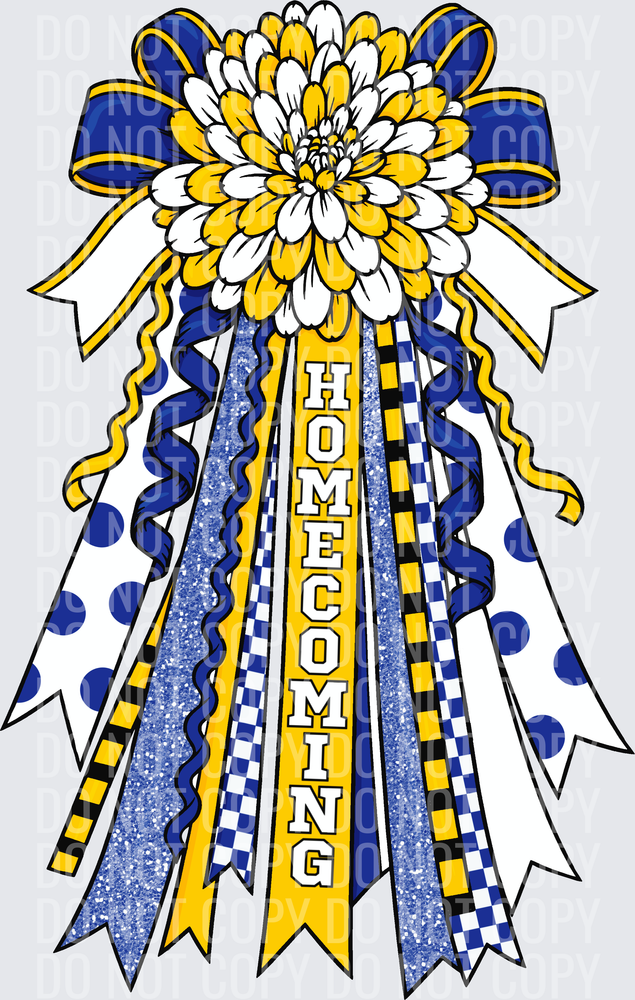 Blue yellow Homecoming mum