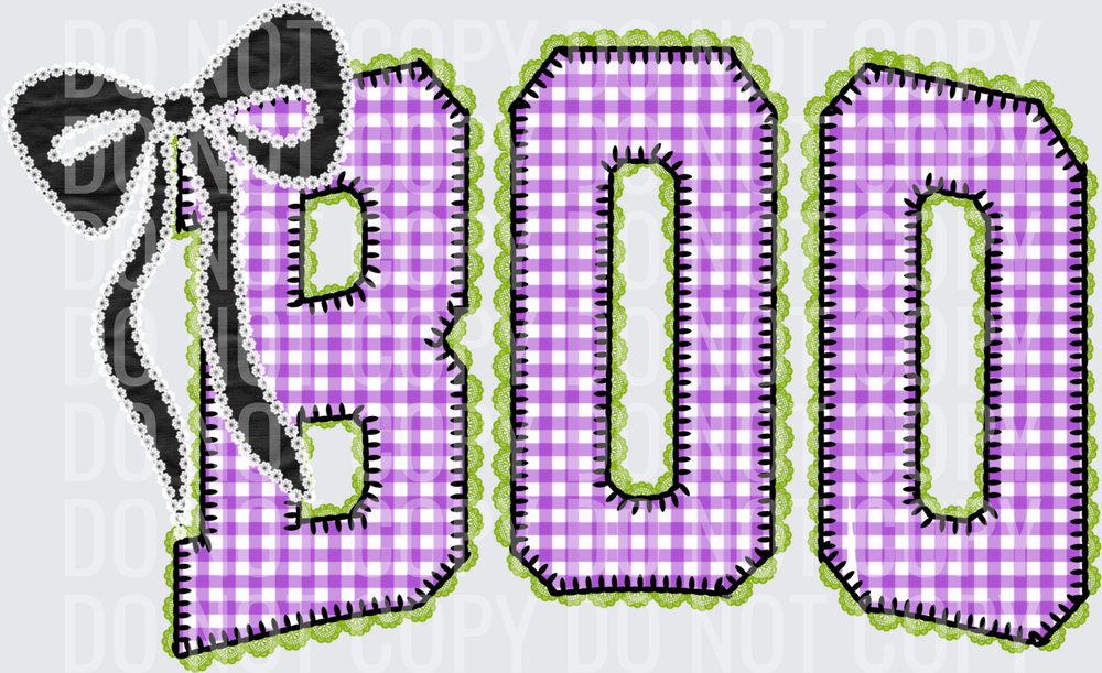 purple plaid boo with bow