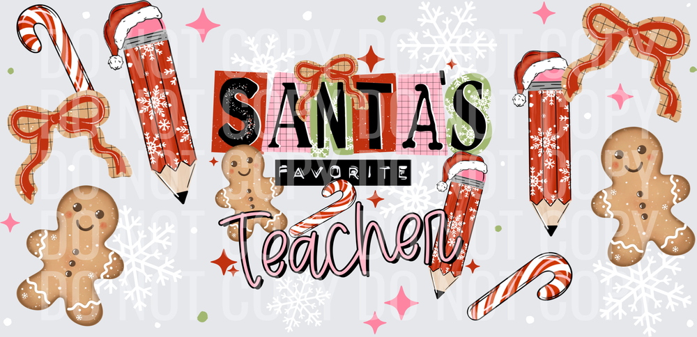 Santas favorite teacher 16oz wrap
