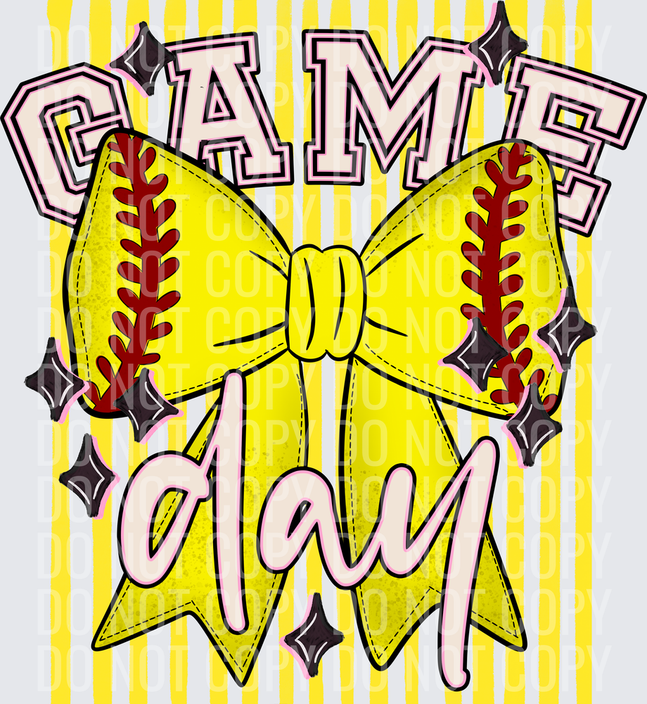KayndiDesigns 05.26 Game Day Softball Bow Gold