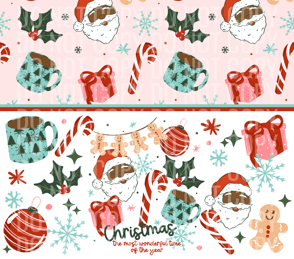 Christmas time of year dark skin tone tumbler wrap