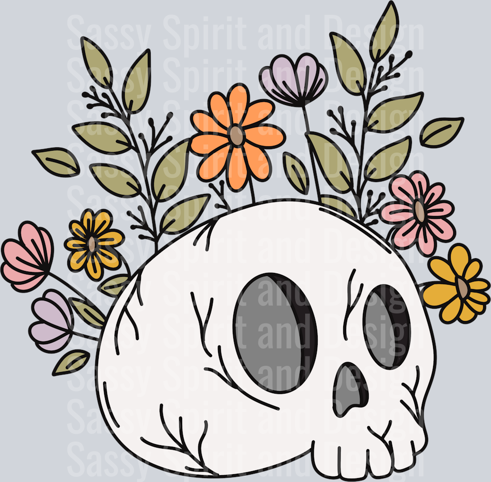 Skull Floral Doodle