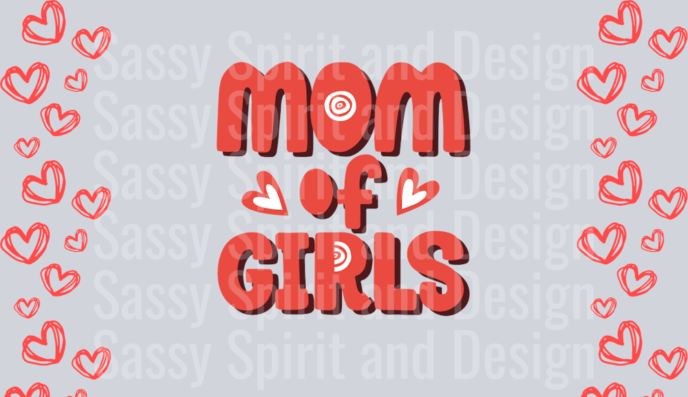 mom of girls red hearts