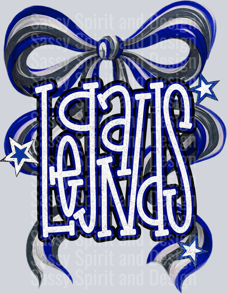 LEGENDS BLUE WHITE GLITTER BOW