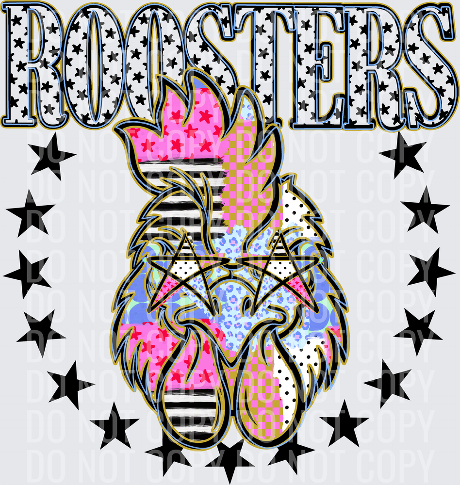 KayndiDesigns 09.26 Patchwork Varisty Stars Roosters