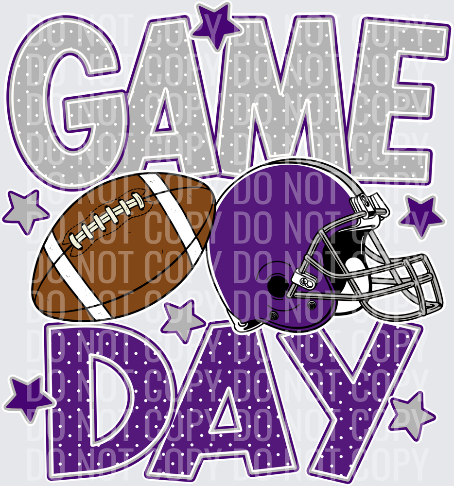 Purple Silver Game Day Football