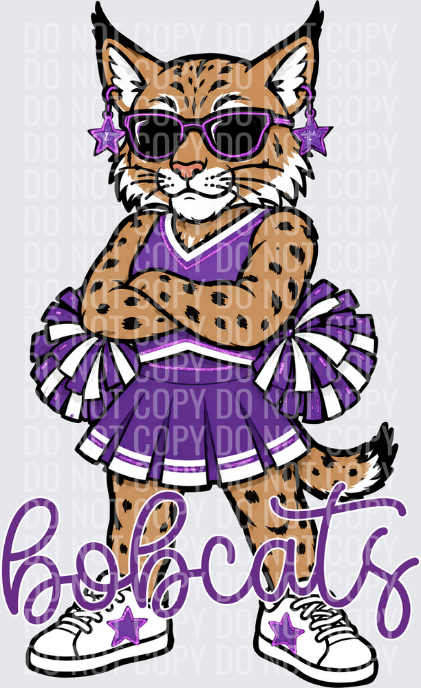Bobcats Cheer Purple Whitw